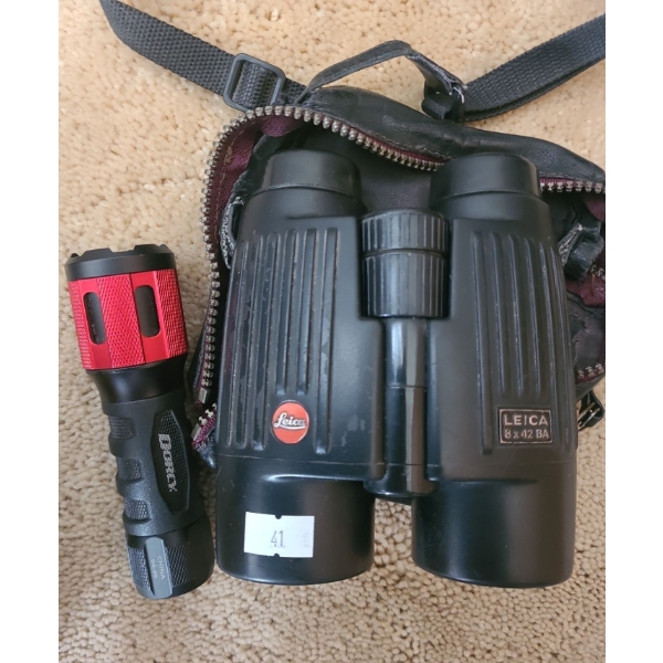 Dorcy Flashlight and Leica Binoculars 8 X 42 BA w/ Case 