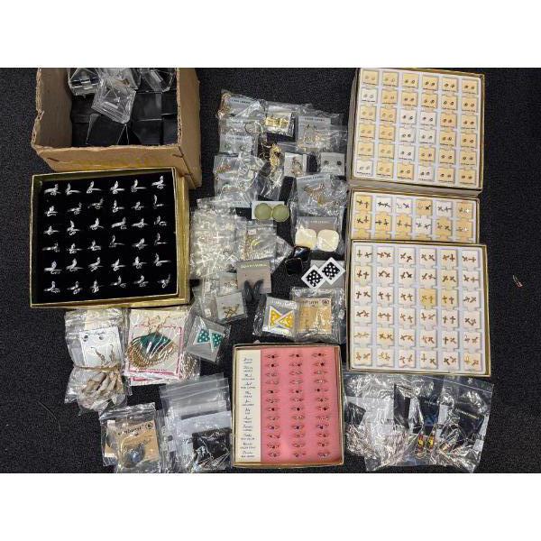Bulk Costume Jewellery Snake Rings, Assorted Earrings, Birthstone Rings and Empty Ring Boxes