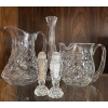 Image 1 : Crystal Pitchers, Vase, and Salt & Pepper Set