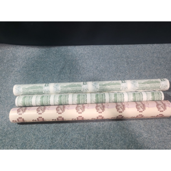 Uncut Canadian One and Two Dollar Bills