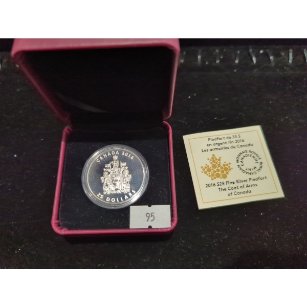 RCM 2016 The Coat of Arms of Canada Fine Silver 99.99 Piedfort 31.39g