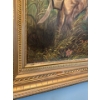 Image 9 :  F. Briggs, 1801, Antique Guernsey Cow & Milkmaid Oil on Canvas  w/ Golden Frame - 38.5x49