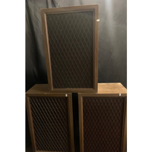 Vintage Wooden Speakers Set of Three, Model SM1000 - 19W, 12D, 30T Each 