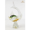 Image 1 : Murano Glass Fish Figurine on Textured Base, 11-Inch Height