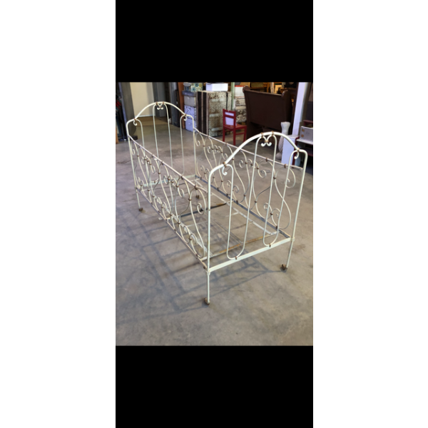 Antique solid iron White Crib Great for a project or storage 