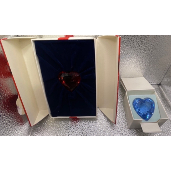 Swarovski Crystal Blue and Red Hearts 