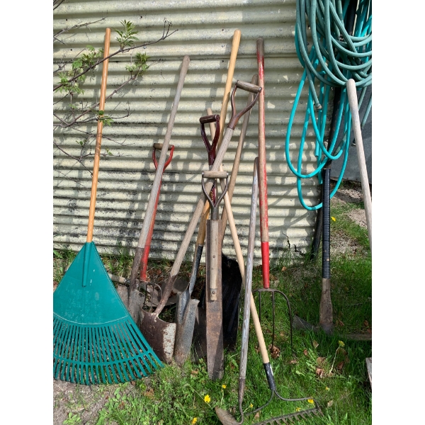 Garden Tools, Lawn Equipment, and Mystery Shed Full of Garden Supplies, Camping Chairs