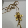 Image 2 : Gold Coloured Floral Necklace, Leaf Pin and Alberta Health Services Pin