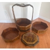 Image 3 : Gorgeous Antique Chinese Hand Painted, Three Tiered Wedding Basket 18x24