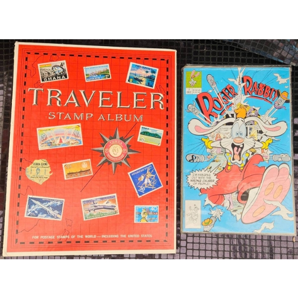 1 Traveler Stamp Album and 1 Roger Rabbit Comic Book, Bagged