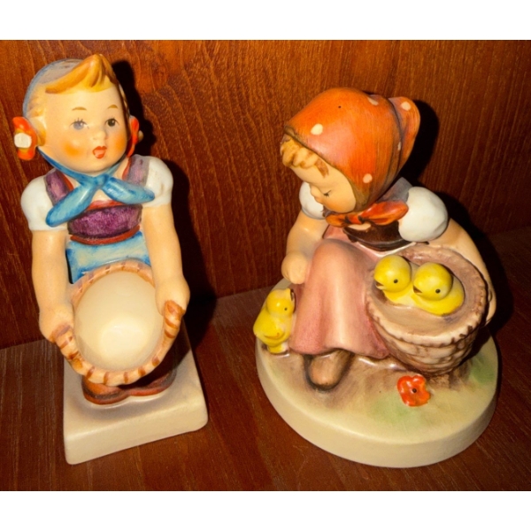 Vintage Porcelain Goebel Hummel Figurines-"Chick Girl & "Pie Maker" Hand Painted!!