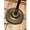 Image 4 : Antique lamp with lovely cloth shade and glass shade in great working condition 64” height