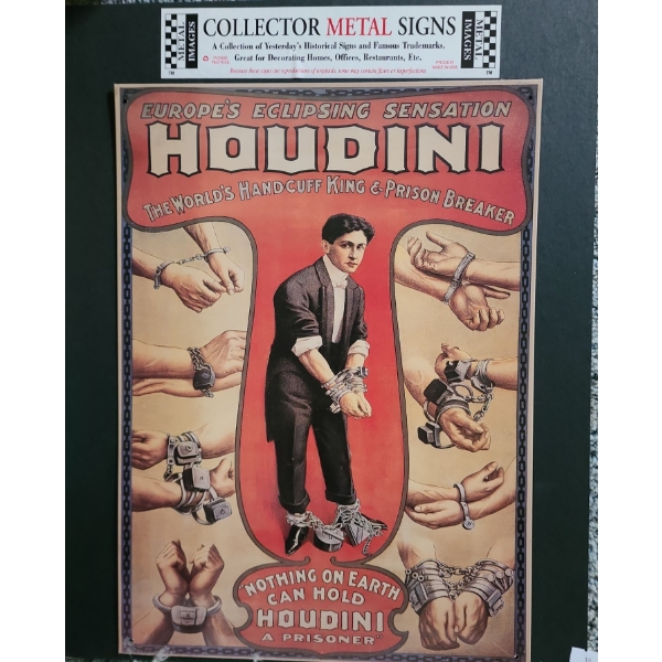 Metal Houdini Collector Sign 12.5 X 18