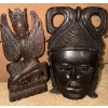 Image 3 : Wooden Carvings: Mask 6.5 x 10 and Figure 4.5 x 10 and Boxes: 5 X 2, 9.5 X 6, 6.5 X 3.5, 9 X 6