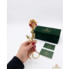 Image 2 : Matashi 24K Gold Plated Rose Flower Tabletop Ornament with Red Crystals 
