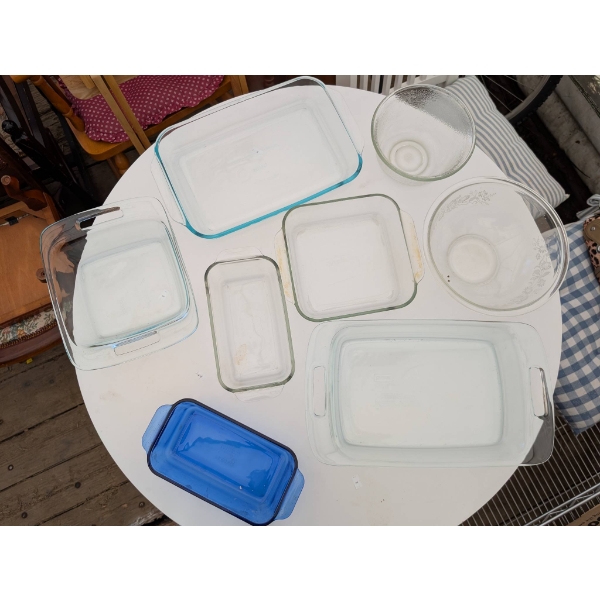 Glass Bowls and Baking Dishes with Varied Designs