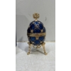 Image 1 : Faberge Egg Blue Trinket Box made in Russia 4.5H