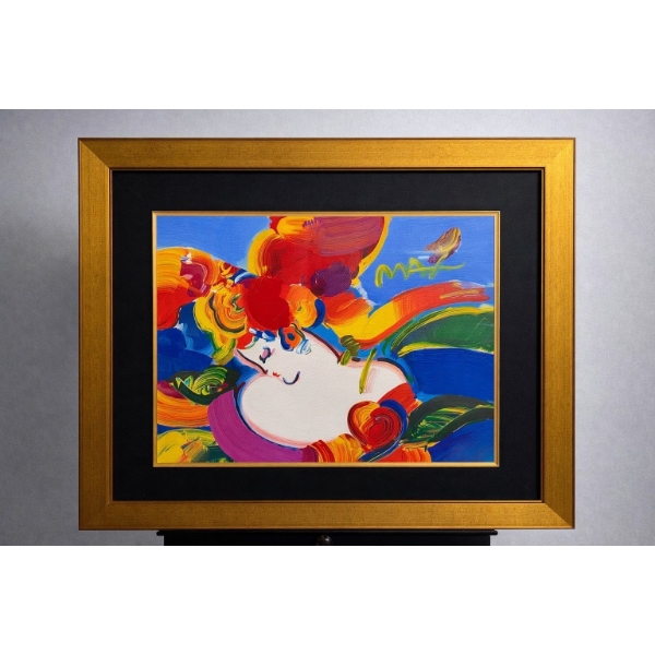 Peter Max Original Acrylic on lithograph signed in the upper right Flower blossom lady