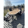 Image 2 : High End patio table & chairs include six chairs, umbrella & tiled table Top amazing condition