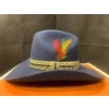 Image 2 : Woman's Biltmore Navy Blue Cowboy Hat w Feather Band, Extra Band & Box. Sz 7 (56) Great Condition