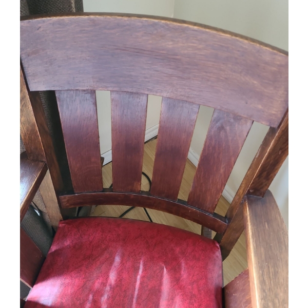 Wooden Rocking Chair w Vinyl Seat 28 1/2 w, 30 d, 37 h