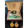 Image 1 : Cufflink Collection - Royal Canadian Mint Gold Tone w/ SIGNET Green Glass Set
