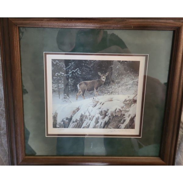 Mule Deer in Snow by Robert Bateman Ltd Edition Print 999/2500 20 1/2 w 19 h
