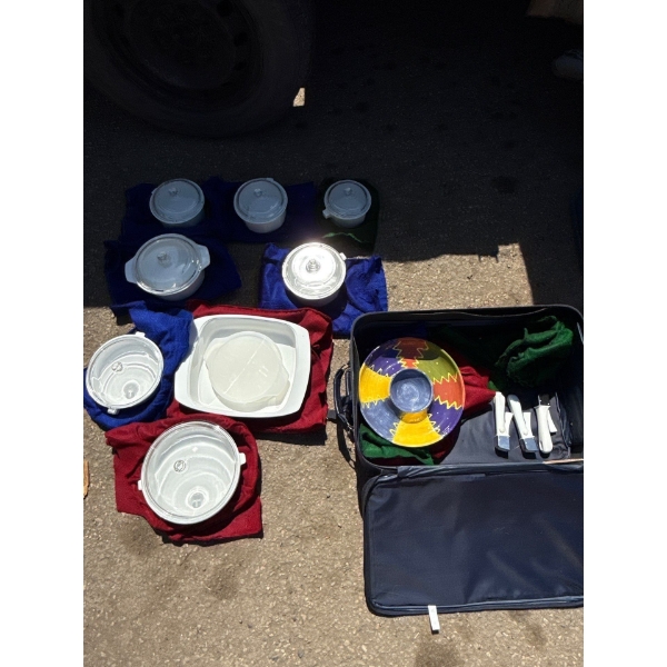 Princess House oven dishes w/suitcase