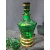 Image 3 : Green Glass Decanter With Gold Detailing and Matching Glasses