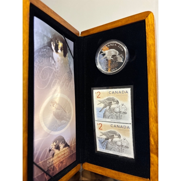 2006 $5 Peregrine Falcon - Pure Silver Coin and Stamp Set

