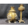 Image 3 : "The Miller Lamp" Brass Oil Lamp and Ornate Pedestal Oil Lamp with Claw Feet