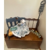 Wooden Back Door Bench w/ Mini Decor Bench  Welcome Blocks & African Elephant Walking Stick 