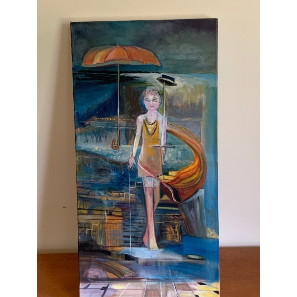 Lauri Ansell Lost In Rain Canvas Board  12 x 24