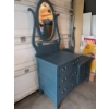 Image 6 : Painted Wood Dresser with Oval Mirror and Brass Handles