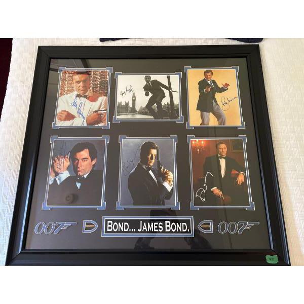 James Bond 007 The Bonds Over The Years Sighed Prints  Framed W35" H33"