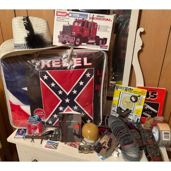 Collection of A Variety of Boyish Collectibles- Bible, Fridge Magnets, Slinky ++