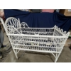 Image 1 : Victorian Wicker Crib on Castors, Garland/Flower Decor on Sides, 24Wx44Dx33H