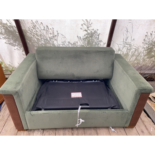 Green Velvet Loveseat With Pull-Out Bed