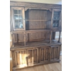 Image 2 : Wood China Cabinet w/ Upper Glass Panel Doors, Lower Cupboard Storage 66 W, 18 D, 77 T