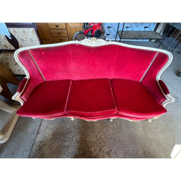 Red Velvet Sofa