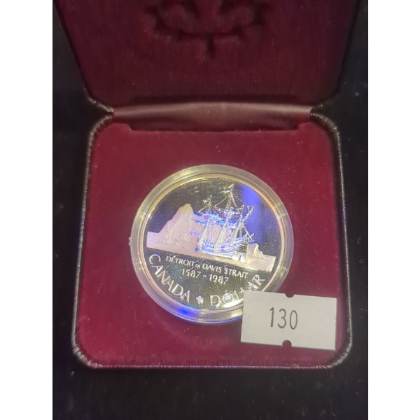 RCM 1987 400th Anniversary of the Discovery of Davis Strait Silver 50% Dollar 23.32g 