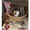 Image 1 : Basket Full Of Vintage Kitchen Utensils & Bottles