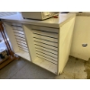 Image 3 : White Retail Counter with Slatwall Front and Storage Shelf