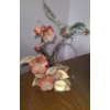 Image 4 : Capodimonte Ceramic Birds on Branch w/ Flowers 8.5 W, 17.5 T and Metal Bird w/ Flowers 11 T 