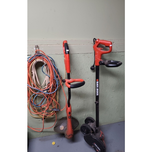Garden Tools: Black & Decker Electric Landscape Edger and Weed Eater with Extension Cords