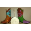Image 1 : Large Pair Of Glass Cowboy Boots For Shelf 20" tall & Wooden Bird Basket
