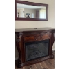 Image 2 : Stunning Fireplace Mantel Space Heater w/ Cherry Oak Beveled Mirror 53x15x46