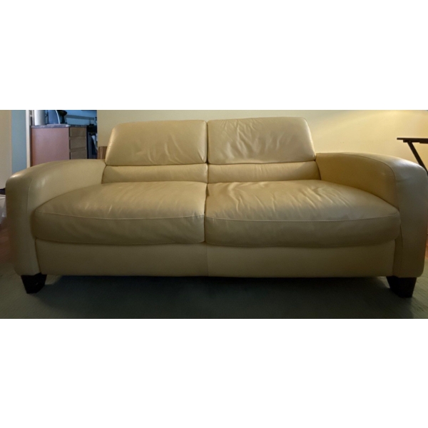 Italsofa Gorgeous Cream 2 Seater Leather Couch - 74W, 35D, 33T 