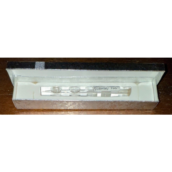 Antique Victorian Clear Glass Enameled Lachrymatory Tear Catcher Perfume Bottle