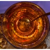 Image 5 : Vintage 13 Piece Indiana Amber Marigold Iridescent Carnival Punch Bowl w/12 Cups